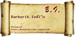 Barborik Iván névjegykártya